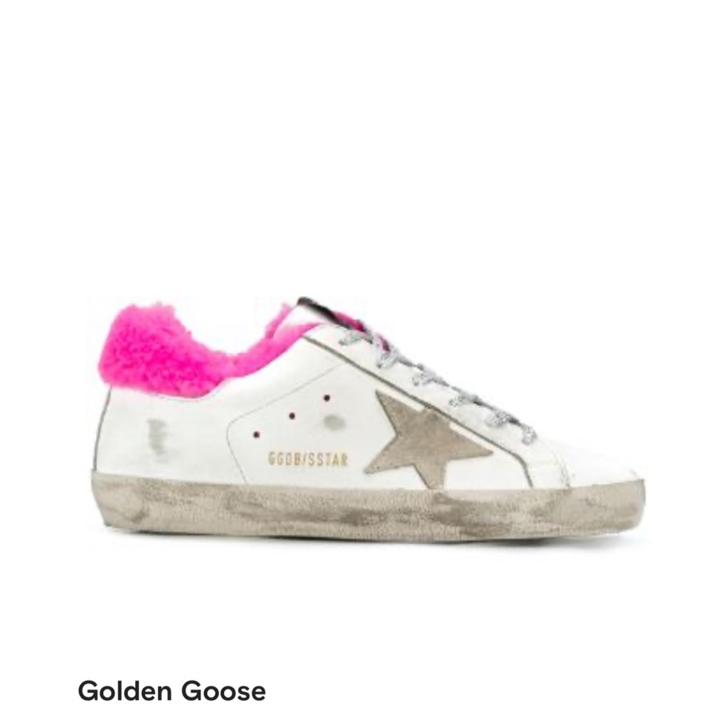 Golden goose superstar pink fur sneakers shoes RARE
